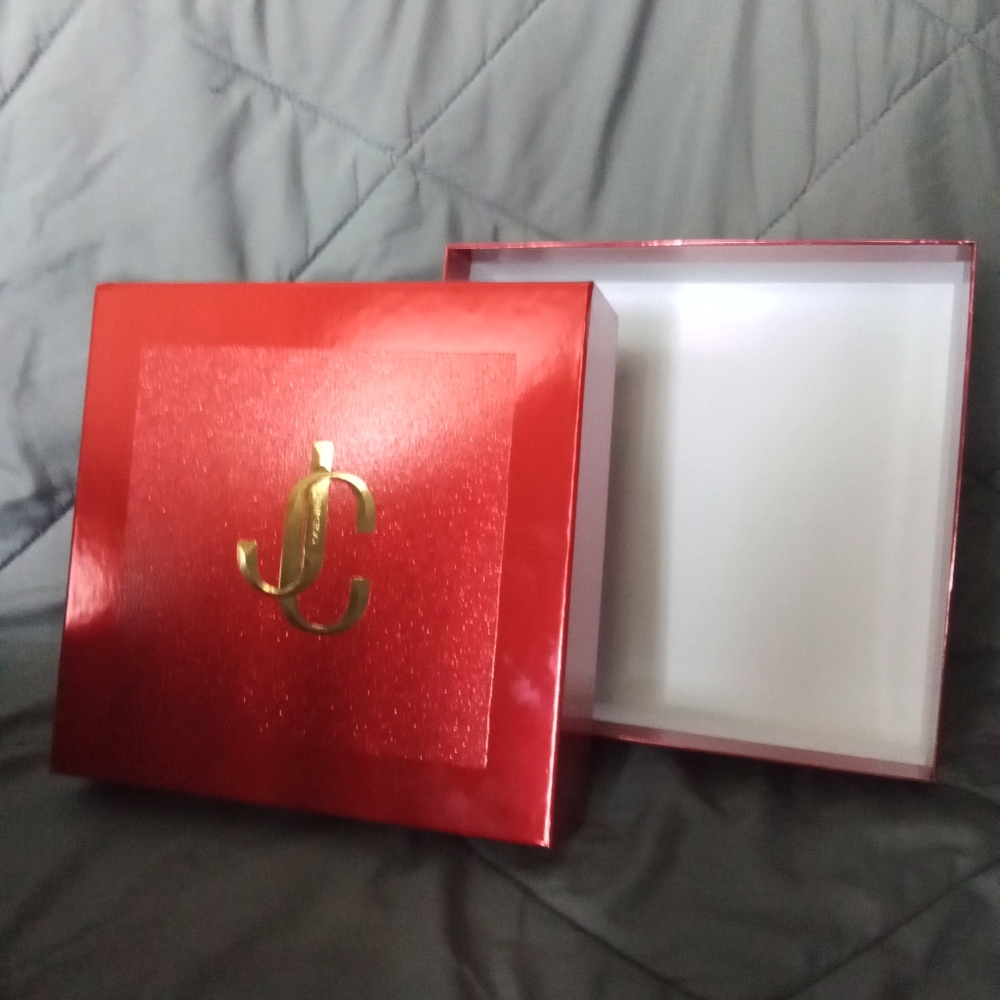 BOX ONLY Jimmy Choo I Want Choo Red Glitter Luxury Fragrance Storage Box
